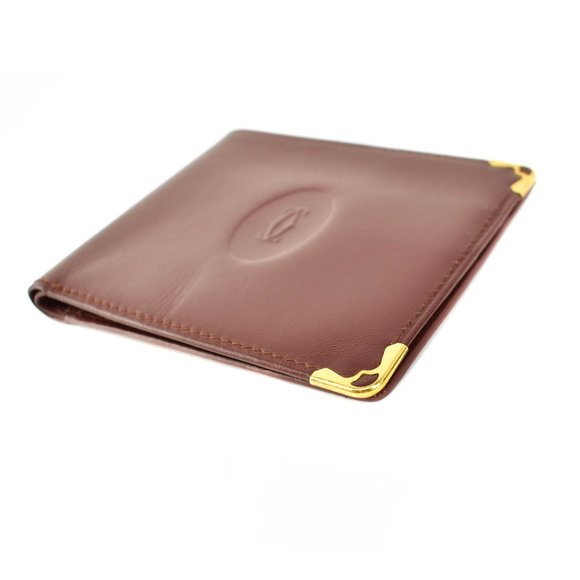 CARTIER: Burgundy, Leather Double C Logo Wallet pr - Picture 6 of 10